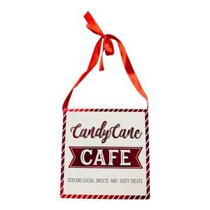 Candy Cane Cafe Hanging Holiday Decor for Hot Cocoa Station